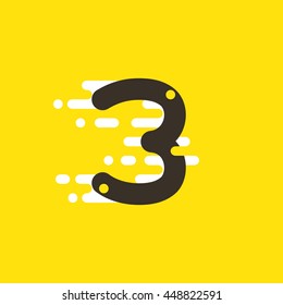 Number three logo for fast speed taxi service. Colorful vector design for banner, presentation, web page, card, labels or posters.