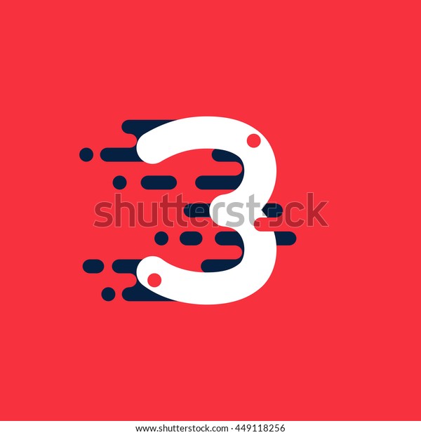 Number three logo with fast speed lines.\
Colorful vector design for banner, presentation, web page, card,\
labels or posters.