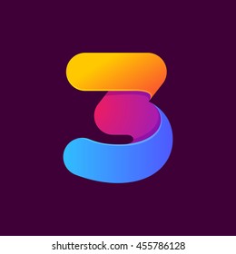 Number three logo formed by colorful line. Font style, vector design template elements for your application or corporate identity.