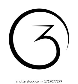 number three logo icon design
