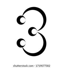 number three logo icon design