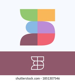 Number three logo made of block pattern with pretty dim colors. Vector template perfect to use in a cute corporate identity, greeting packaging, wedding posters, clothes design, and others.  svg