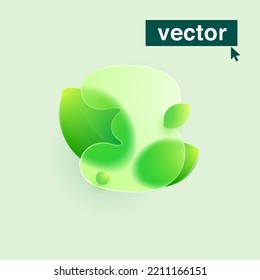 Number Three Logo Made Of Green Leaves Under Mate Glass. Realistic Glassmorphism Style. Vector Blurry Translucent Icon. Transparent Emblem For Eco Advertising, Waste Recycling, Healthy Food.