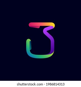 Number three logo made of multicolor gradient neon line. Vector bright icon for multimedia labels, nightlife headlines, cinema posters, casino advertisement etc.