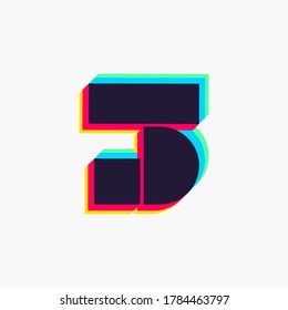 Number three logo with stereo effect. Vibrant glossy colors font perfect to use in any disco labels, dj logos, electromusic posters, bright identity, etc.