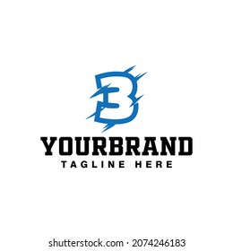 number three logo template in modern style