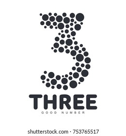 Number three logo templates. Black and white graphic number three logo templates, corporate identity, vector illustrations isolated on white background.