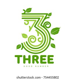 Number three logo templates. Full color graphic number three logo templates, corporate identity, vector illustrations isolated on white background.