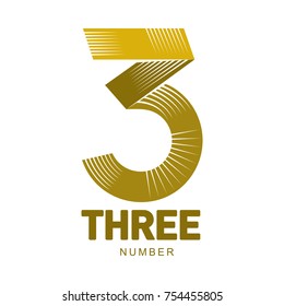 Number three logo templates. Full color graphic number three logo templates, corporate identity, vector illustrations isolated on white background.