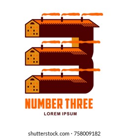 Number three logo templates. Full color graphic number three logo templates, corporate identity, vector illustrations isolated on white background.
