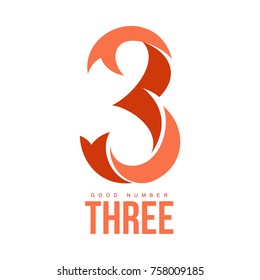 Number three logo templates. Full color graphic number three logo templates, corporate identity, vector illustrations isolated on white background.