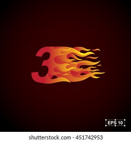 Number three logo,fire fast speed