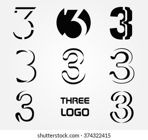 Number three logo.Logo 3 vector template.