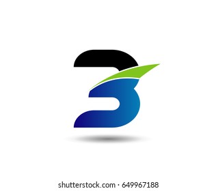 Number three logo.Logo 3 vector template
