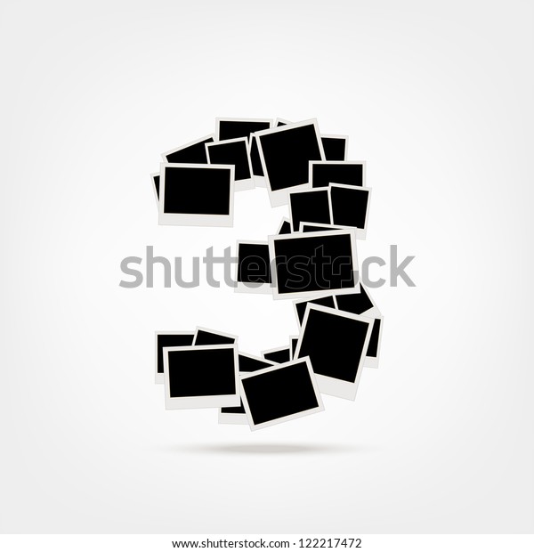 Number Three Made Photo Frames Insert Stock Vector (Royalty Free) 122217472