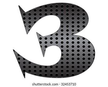 Number three metallic texture vector illustration