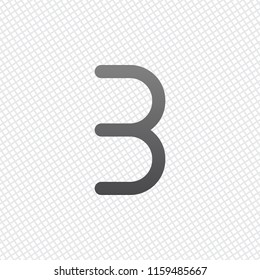 Number three, numeral, simple letter. On grid background