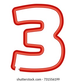 Number three plastic tube icon. Cartoon illustration of number three plastic tube vector icon for web