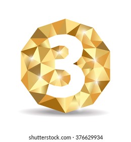 number three polygon yellow gold