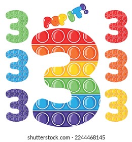 Number three pop it colorful vivid colors
