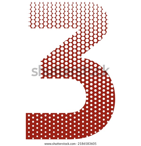 Number Three Red White Dotted Pattern Stock Vector (Royalty Free ...
