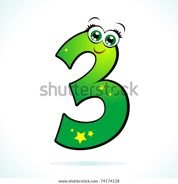 Number Three Represented Cartoon Style Vector Stock Vector (Royalty Free)  74174128 | Shutterstock