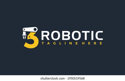 logotipo del brazo del robot número tres	
