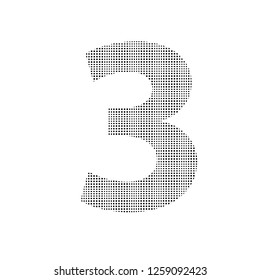 The Number Three. Shaped Black Numbers. Mathematical Figures.