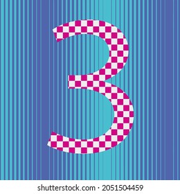 Number three signs vector images.