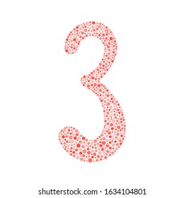 Number three silhouette decorated with red dots. Vector illustration, easy to edit, manipulate, resize or colorize. Perfect for postcards, invitations, posters, or other decorations.
