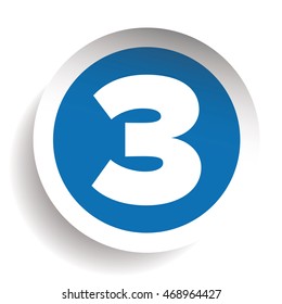 Number Three sticker vector blue