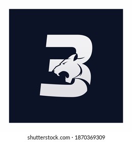 Number Three Tiger, Numeral Predator Logo Design Vector