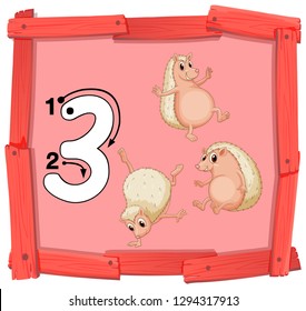 Number three tracing guide illustration