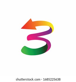 Número tres vectores, concepto de flecha