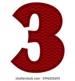 Number Three Vector Illustration. Red Number 3 With Abstract Pattern Isolated On A White Background
