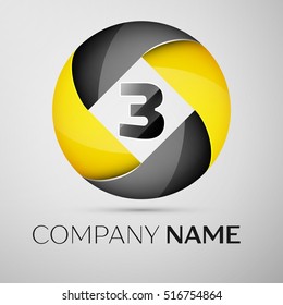 Number three vector logo symbol in the colorful circle. Vector template for your design