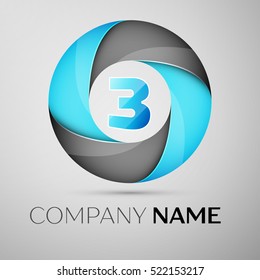 Number three vector logo symbol in the colorful circle. Vector template for your design