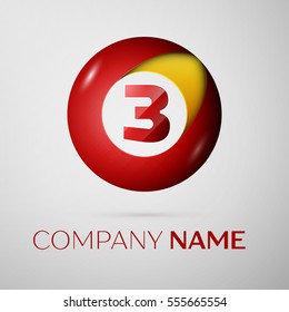 Number three vector logo symbol in the colorful circle on grey background. Vector template for your design