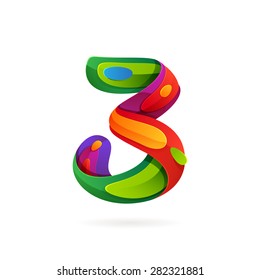 Number three volume logo, vector design template elements