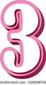 the number three written in three dimensions on a white background. 3