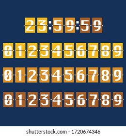 Number for timing display board or website, number icons set, vector illustration