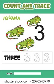 number trace and color iguana number 3