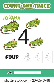 number trace and color iguana number 4