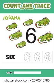 Zahlenspur und Farbiguana Nummer 6