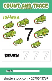 number trace and color iguana number 7