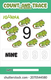 number trace and color iguana number 9