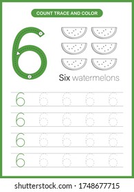 Number Trace Colour Worksheet Number 6 Stock Vector (Royalty Free ...