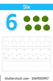 number tracing and counting worksheets with fruits