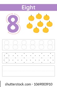 number tracing and counting worksheets with fruits
