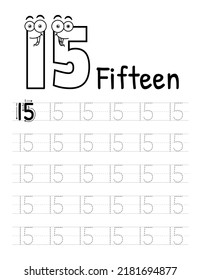 Number Tracing Interior For Kids. Children Writing Worksheet. Premium Vector Elements.